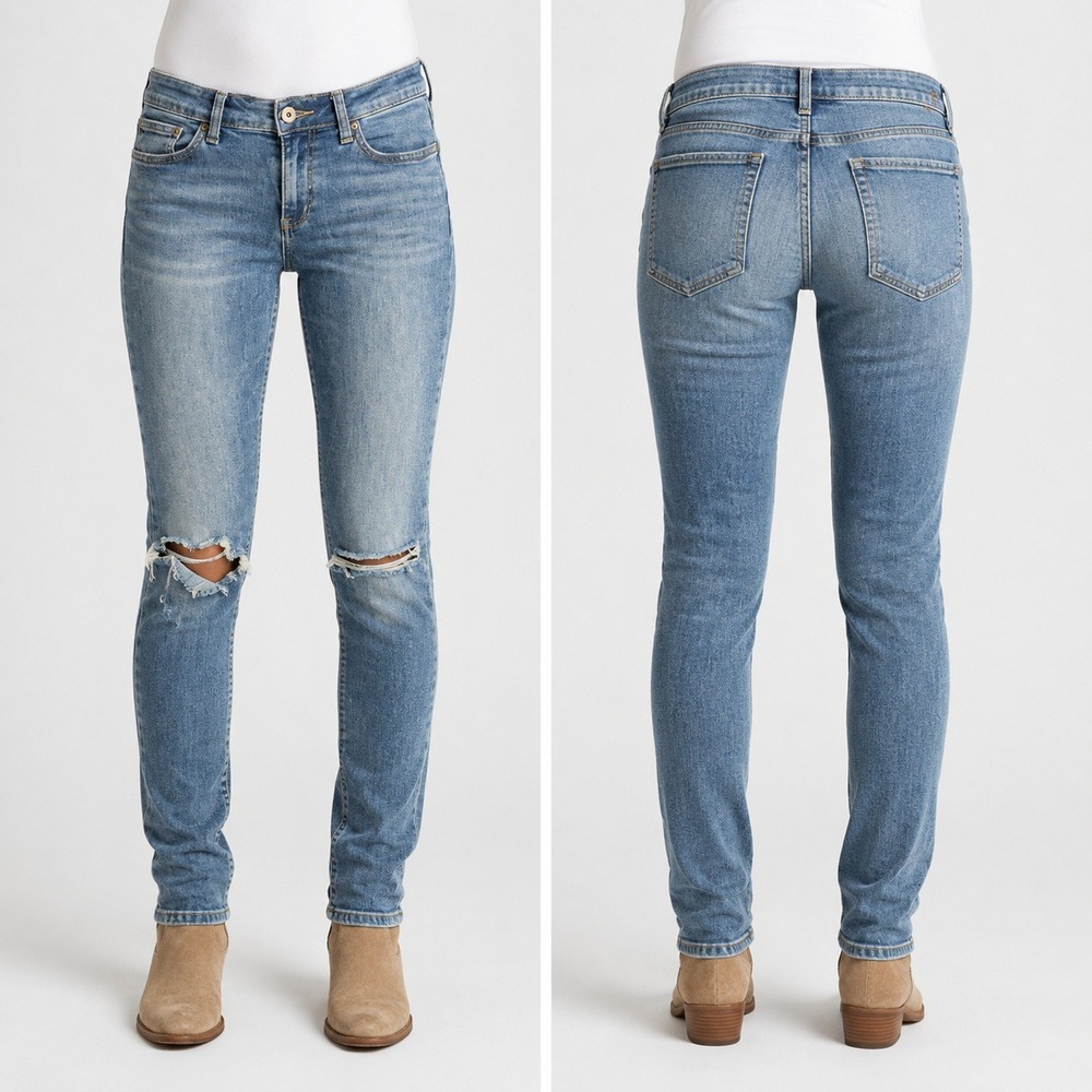 Lucky Brand Skinny Jeans Womens 28 Blue Distressed Ripped Knee Stretch Denim